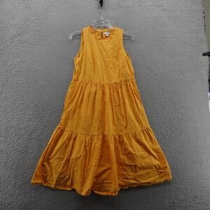 J Crew Tiered‎ Sleeveless Dress 00 Yellow Womens Cotton Summer Casual
